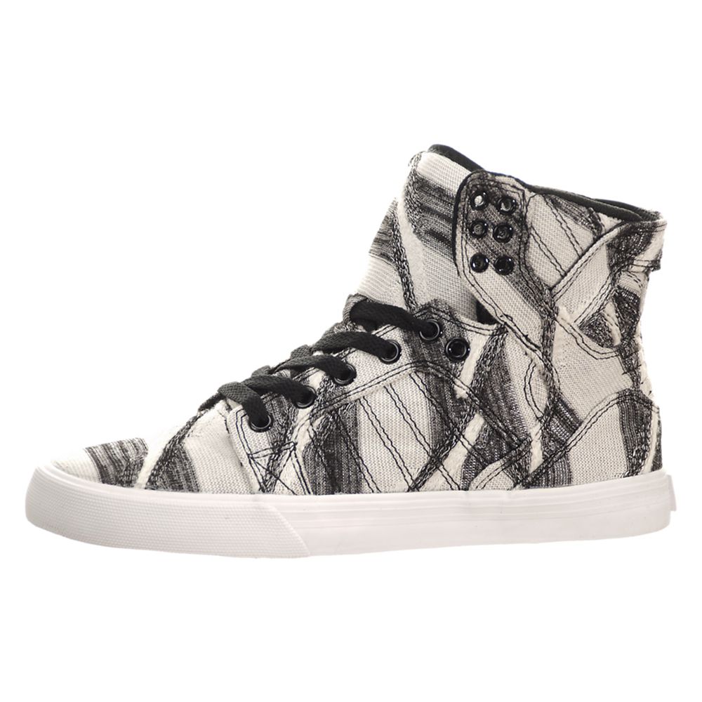 Supra Womens SkyTop High Top Shoes - White Grey | Canada R7235-8D73